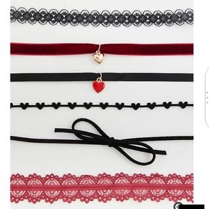 🆕BLACK & RED HEART CHOKER SET - SET OF 6